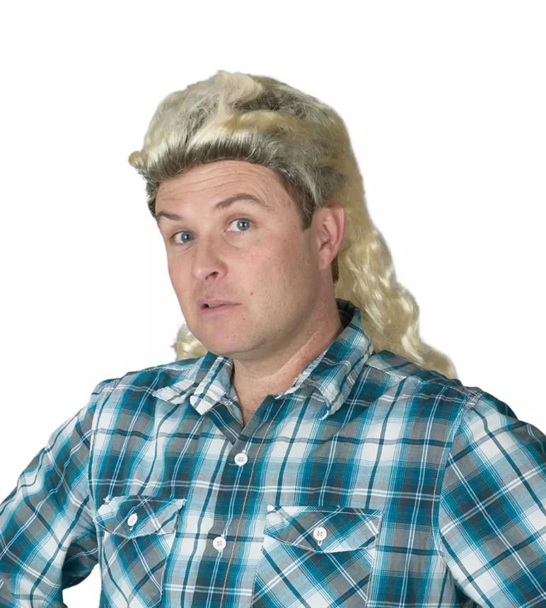 1980's Bleached Blonde Redneck Mullet Adult Wig