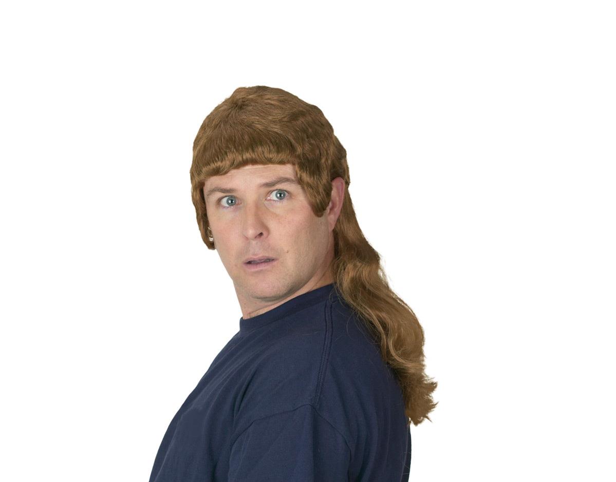 1980's Old School Redneck Mullet Flat Brown Adult Wig