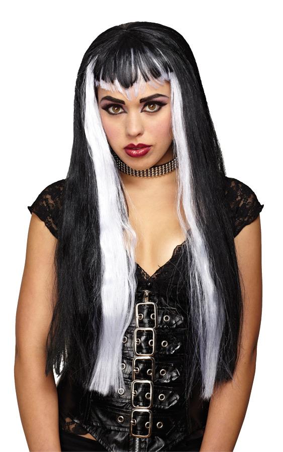 Undertone Vamp Witch Black White Adult Wig