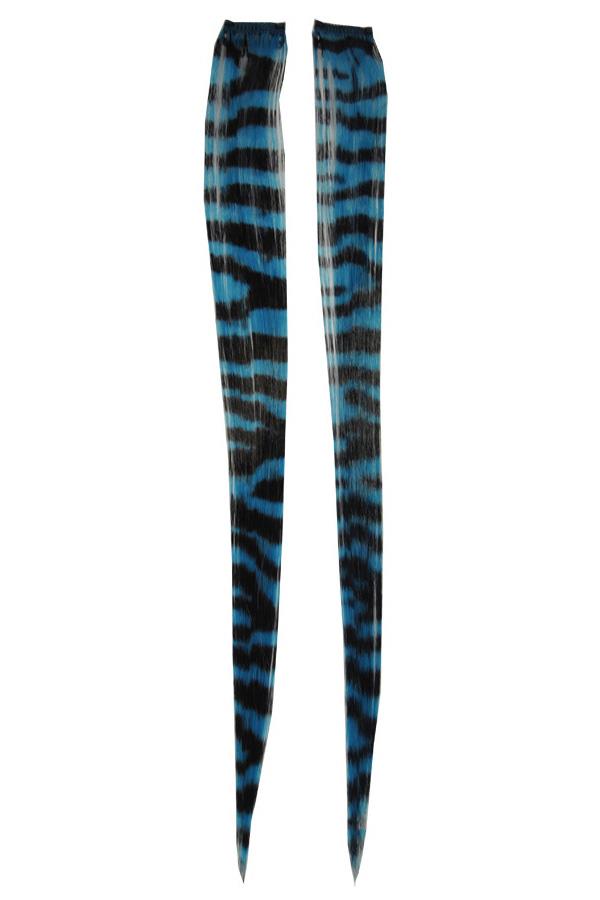 Turquoise Zebra Hair Extensions Adult Costume Accessory