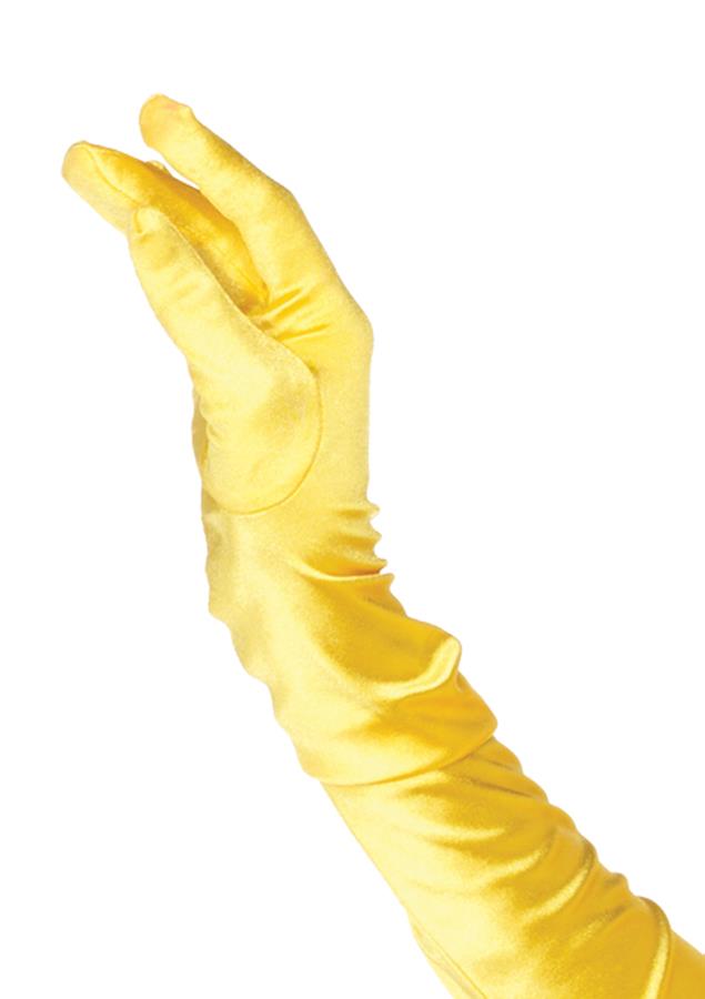 Long Satin Yellow Adult Gloves