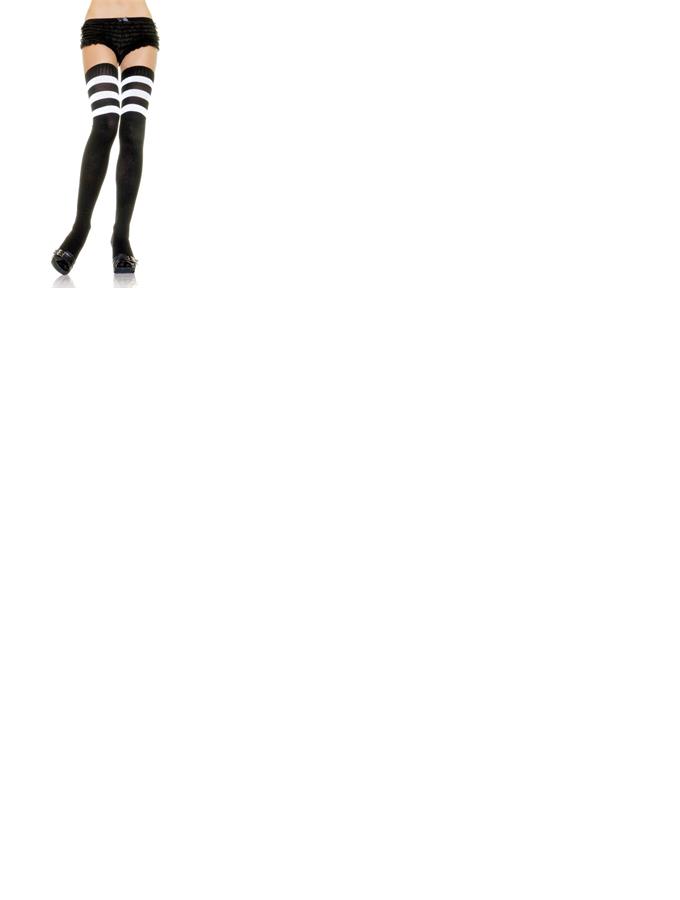 Knit Stripes Black White Thigh Highs Adult Costume Accessory