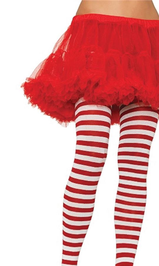 Striped White Red Tights Adult Costume Accessory