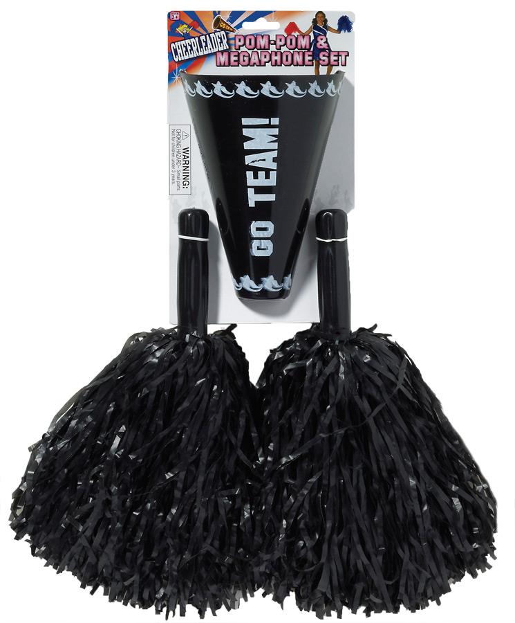 Pom Pom Set Black Adult Costume Accessory