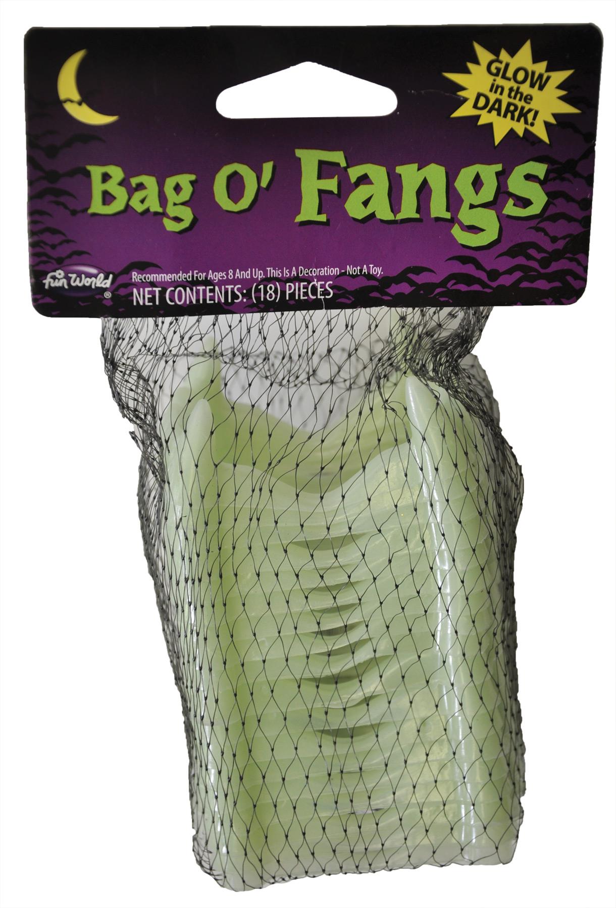 Bag of Glow in the Dark Vampire Teeth Fangs Pack of 18