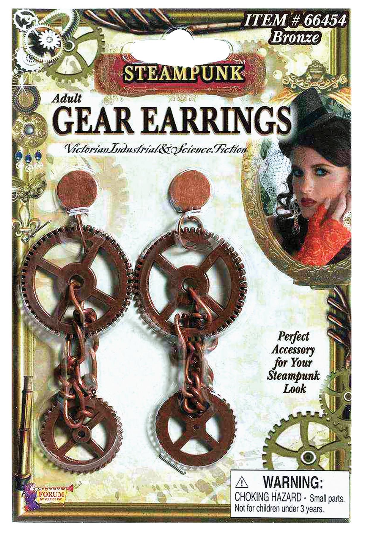 Steampunk Gear Earrings Adult Costume Accessory