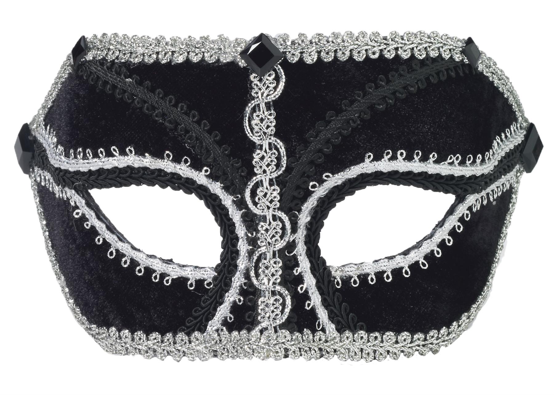 Venetian Black Silver Adult Mask