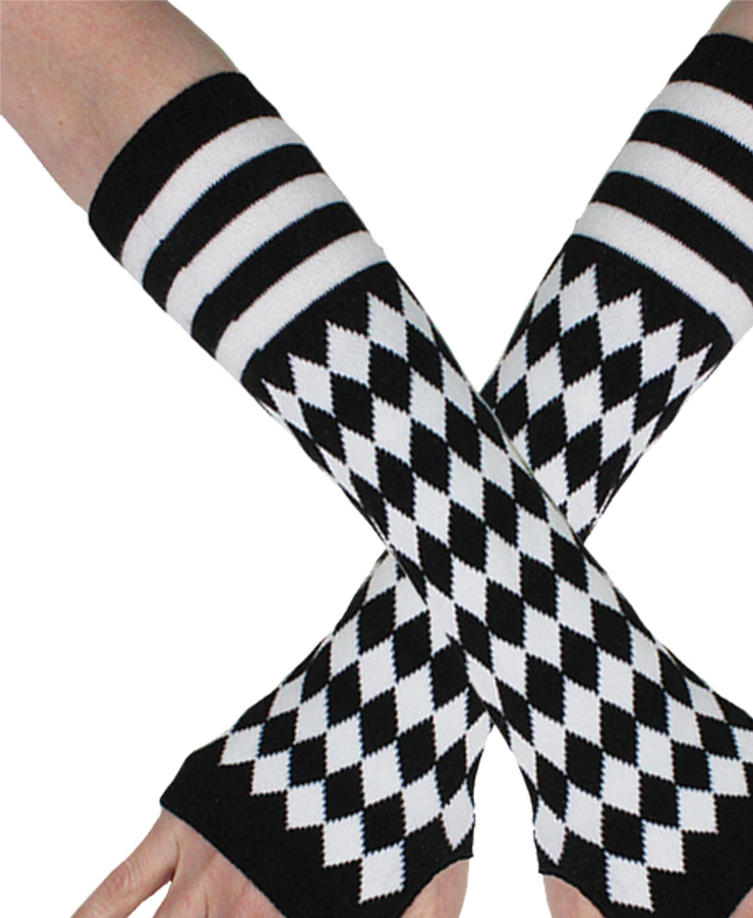 Harlequin Fingerless Arm Warmers Adult Costume Accessory