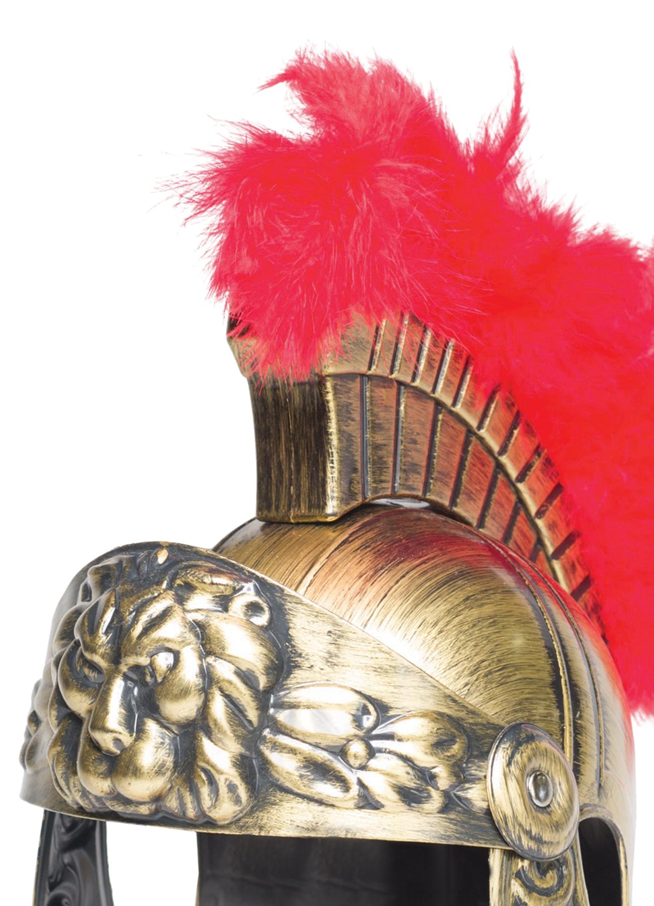 Gladiator Lion Helmet Red Plume Adult Costume Accessory
