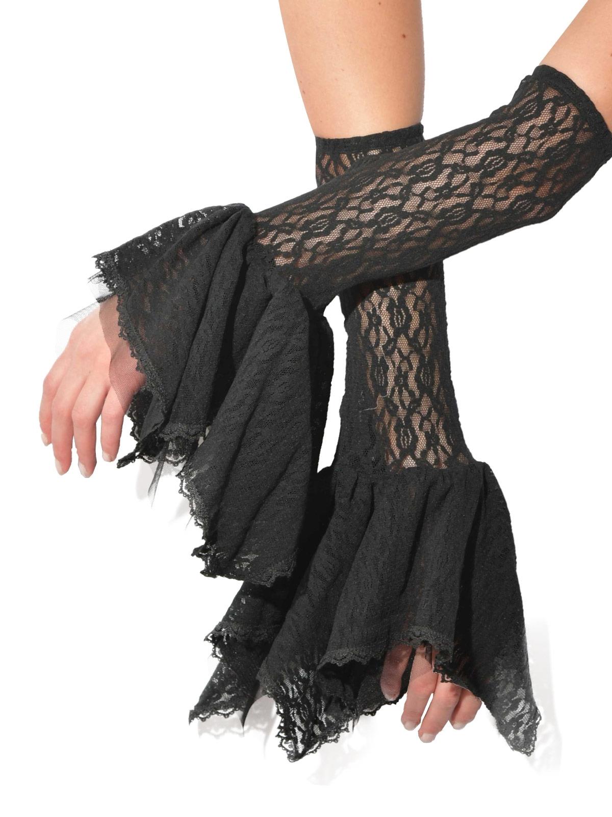 Grim Black Lace Draped Gauntlets Adult Costume Accessory
