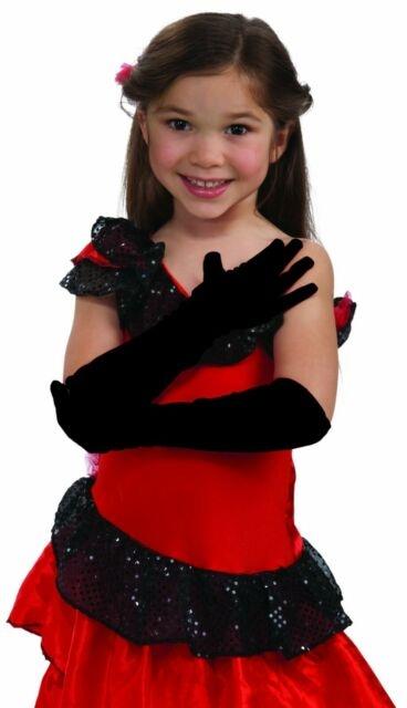 Long Black Satin Child Gloves