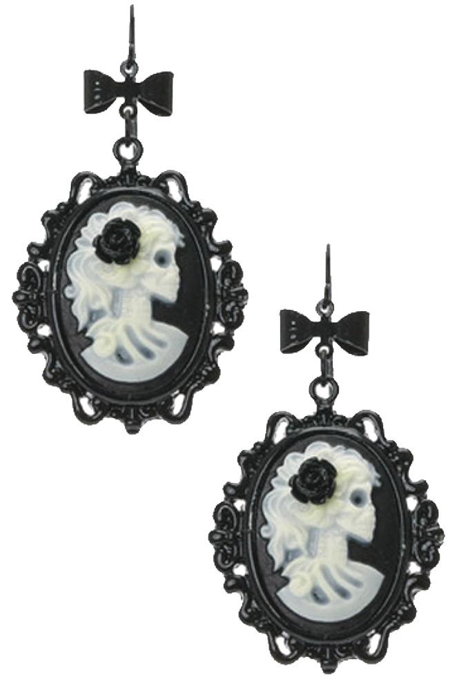Glow in the Dark Cameo Earrings Adult Costume Accessory