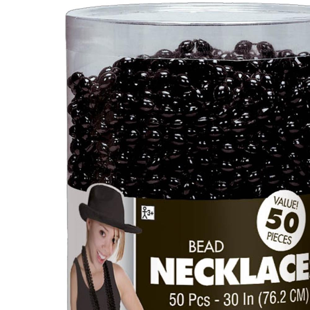 Black Beaded Necklaces Value Pack of 50 Adult Costume Accessory
