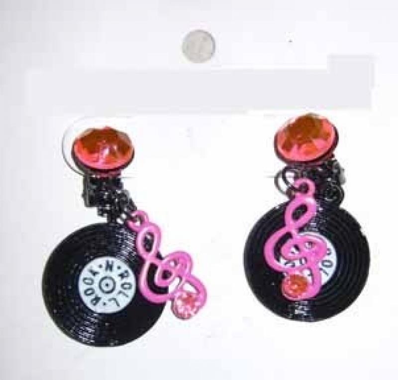 Record Earrings Adult Costume Accessory