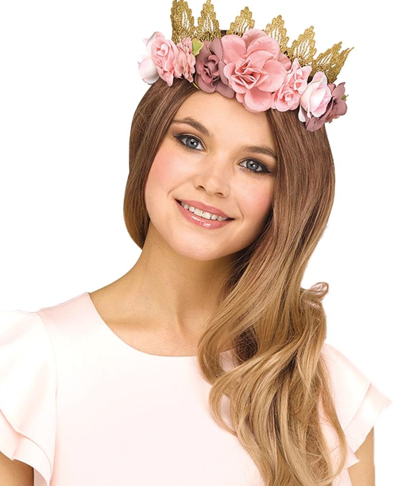 Floral Rose Gold Fairy Crown Headpiece Adult Costume Accessory
