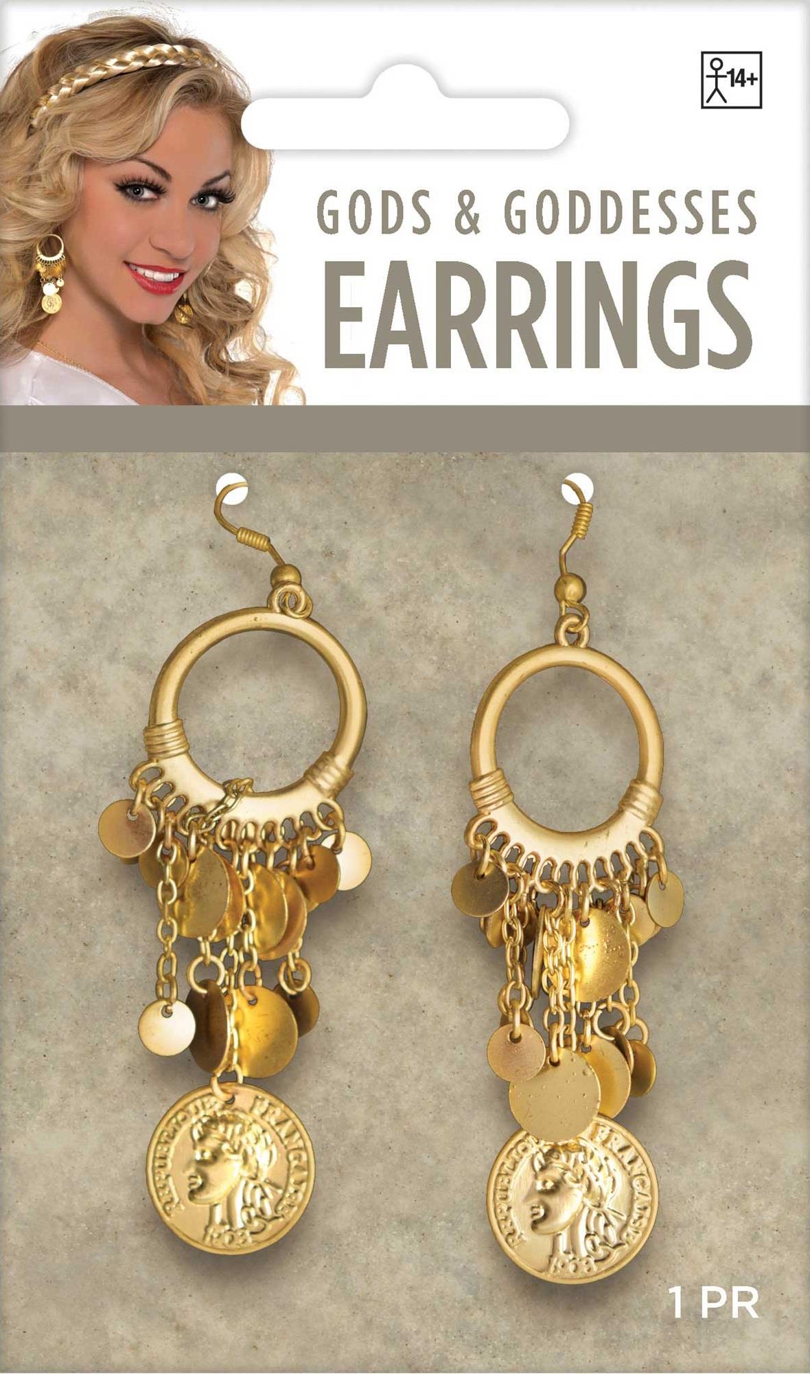 Goddess Gold Earrings Adult Costume Accessory
