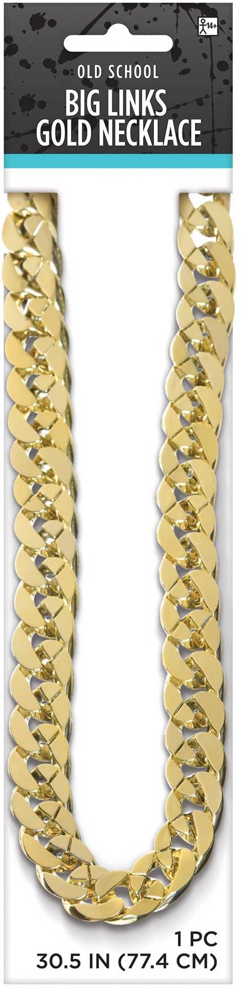 Big Links Bling Gold Necklace Adult Costume Accessory