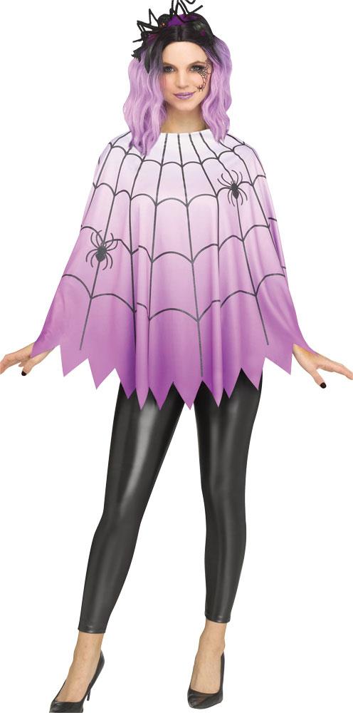 Purple Spider Web Poncho Adult Costume Accessory