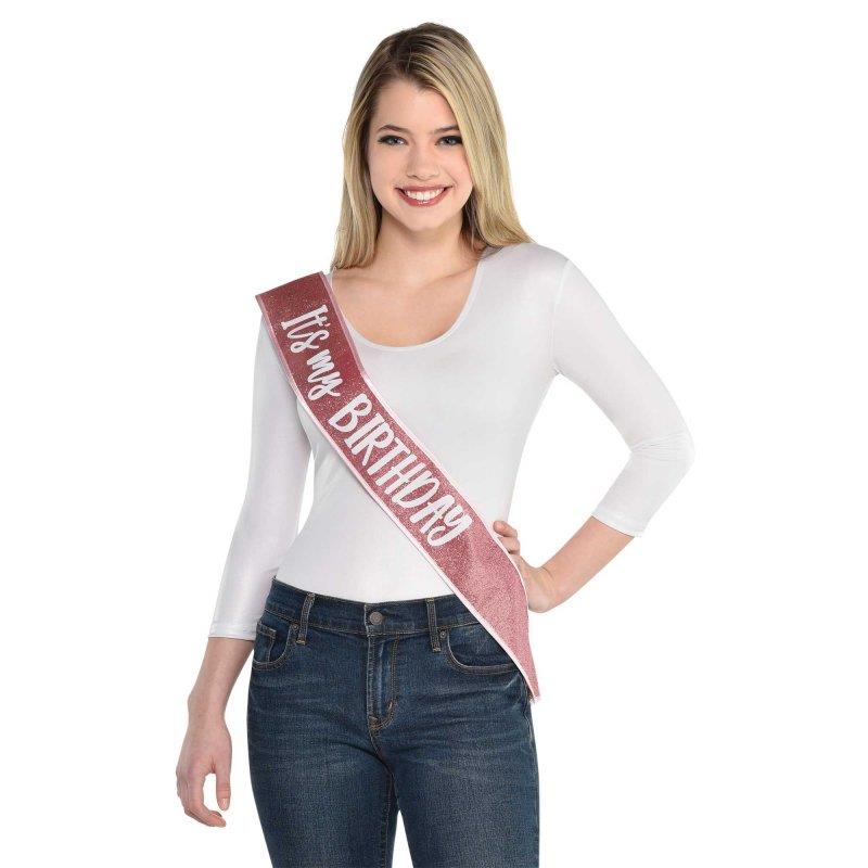 It's My Birthday Blush Birthday Sash Adult Costume Accessory