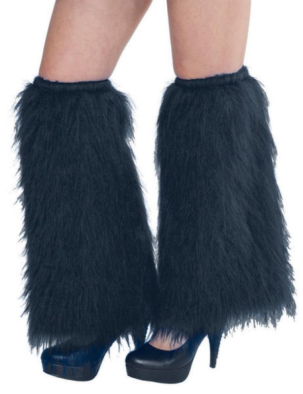 Black Plush Leg Warmers Adult Costume Accessory