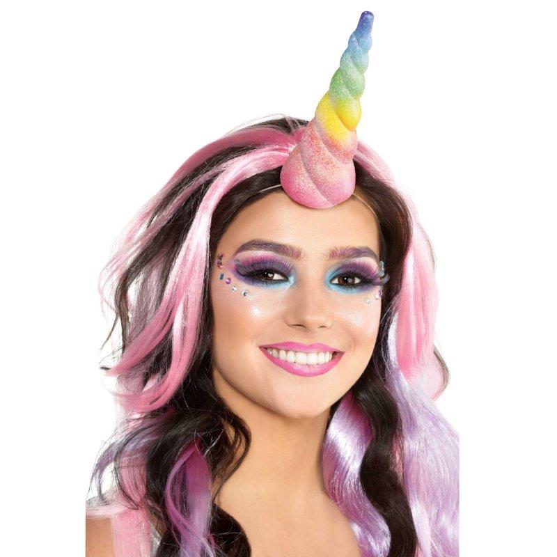 Rainbow Glitter Unicorn Horn Adult Costume Accessory