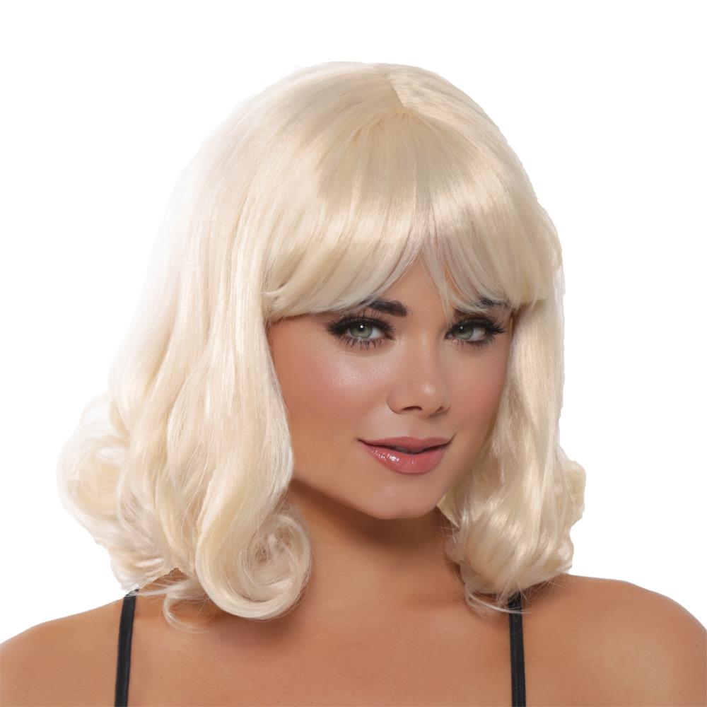 Mid Length Curly Blonde Adult Wig