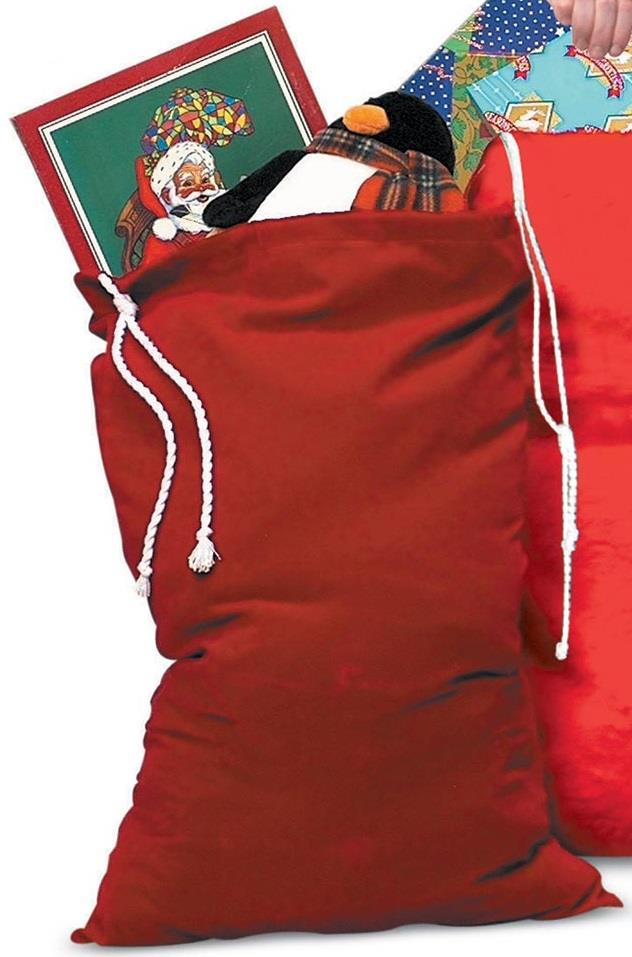 Burgundy Velvet Santa Toy Bag Adult Costume Accessory