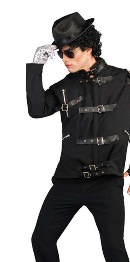 Michael Jackson Bad Black Buckle Jacket Deluxe Adult Costume XL
