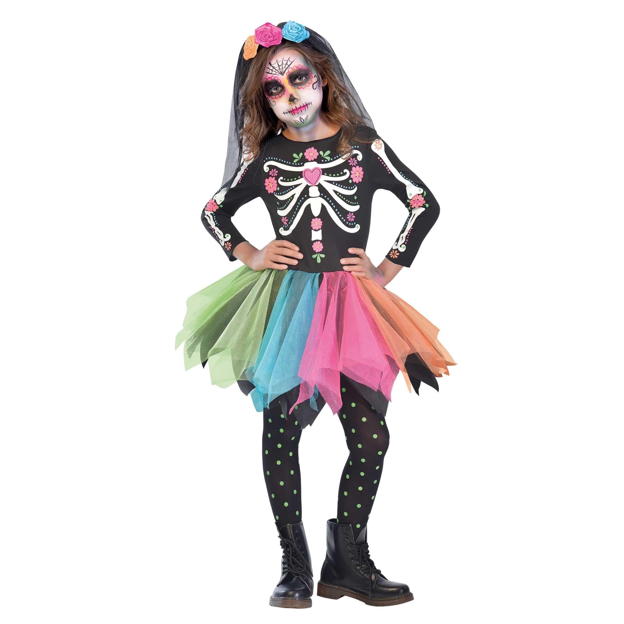 Mexican Sugar Skull Girl Child Costume