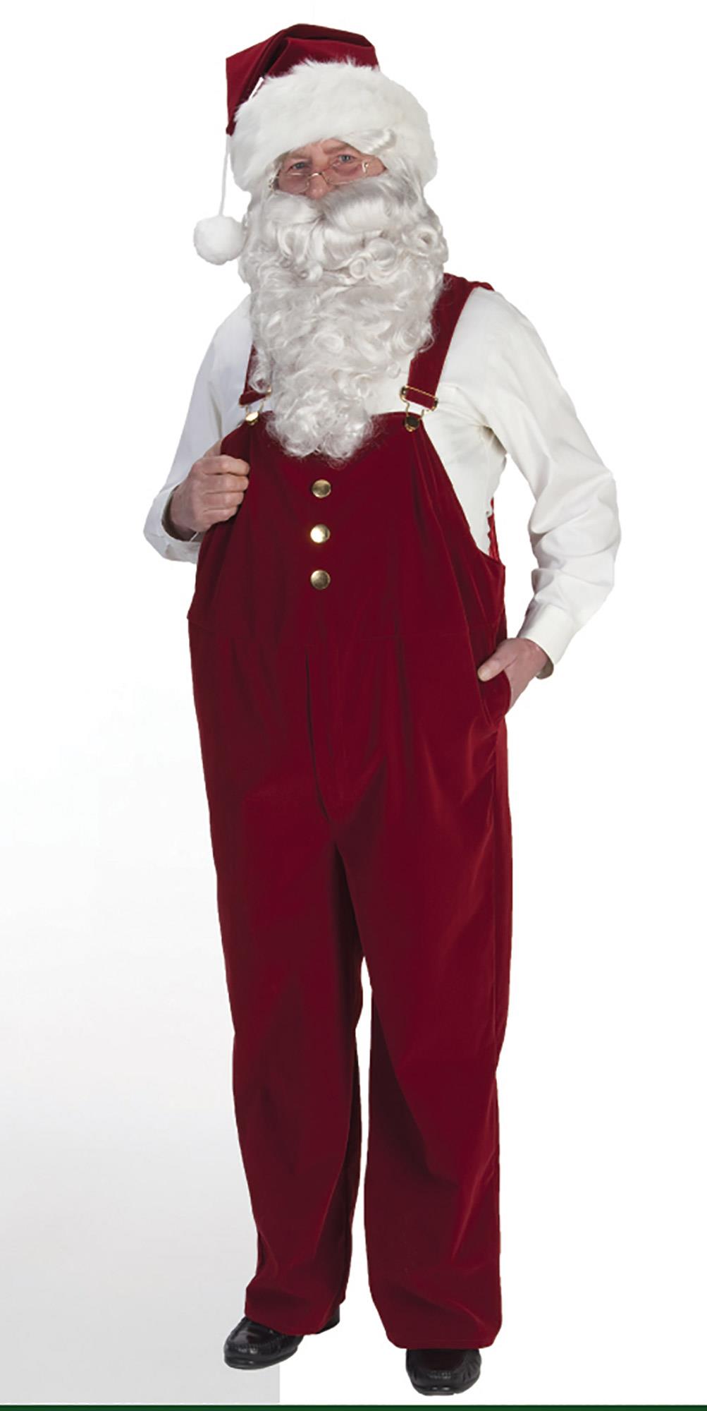 Burgundy Velvet Santa Overalls Adult Costume