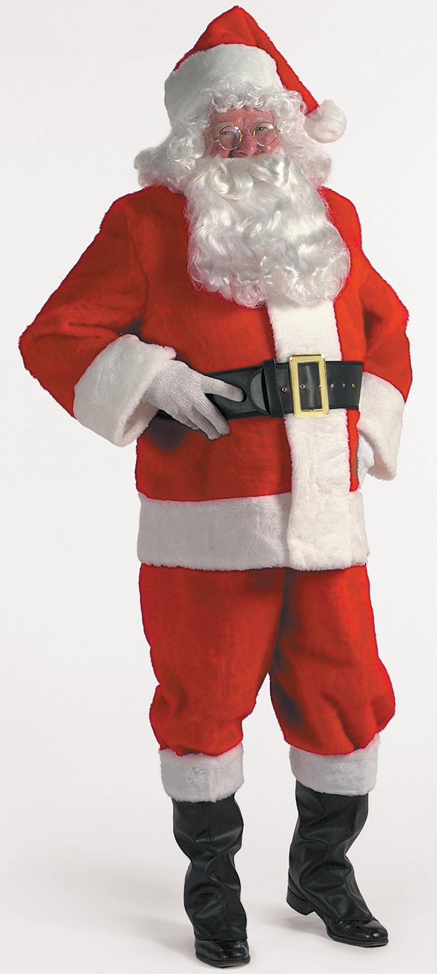 Plush Santa Suit With Wig Adult Costume