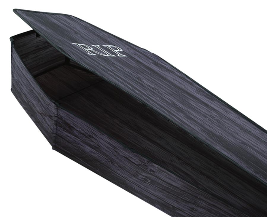 Instant Black Wooden-Look Coffin With Lid Halloween Prop
