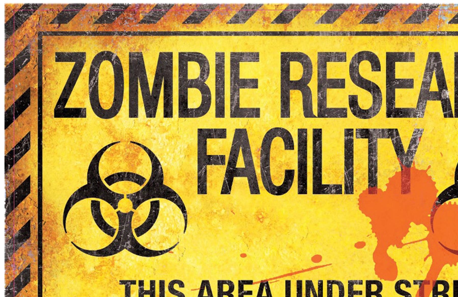 Metal Sign Zombie Research Facility Halloween Prop