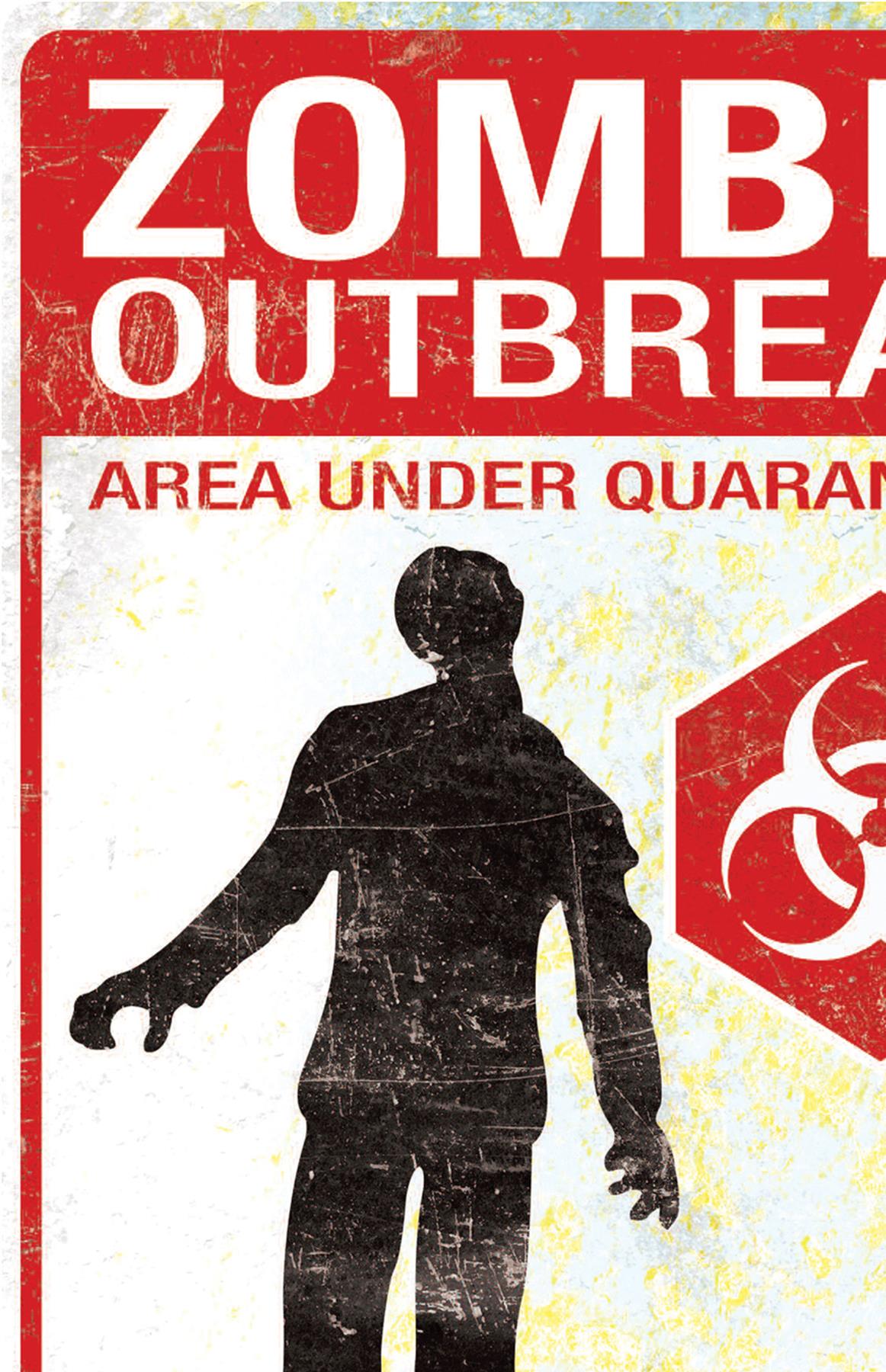 Metal Sign Zombie Outbreak Halloween Prop