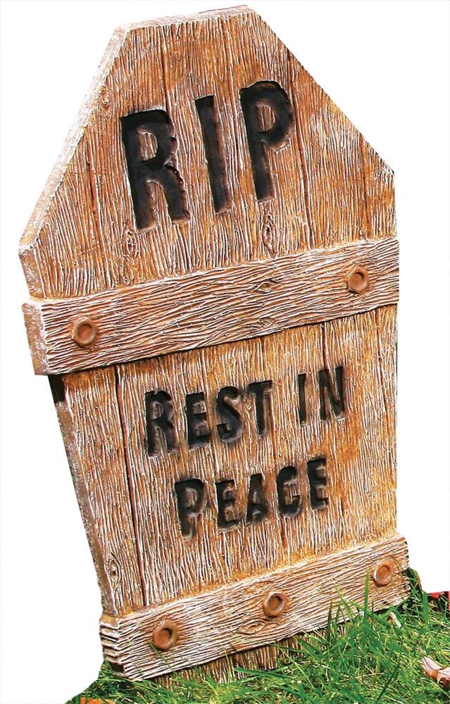 RIP Wood Look Tombstone Halloween Prop
