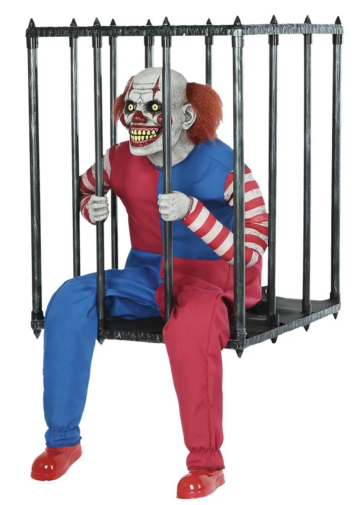 Caged Clown Walk Around Animated Halloween Prop