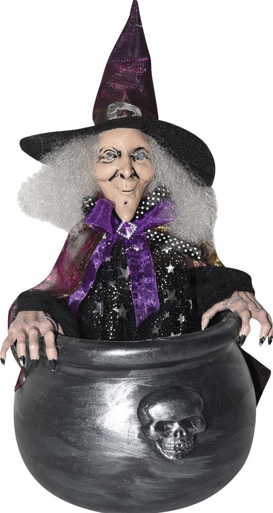 Bouncing Witch in Cauldron Animated Halloween Prop