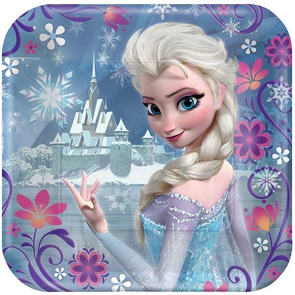 Frozen Elsa Square Paper Lunch Plates 18cm Pack of 8