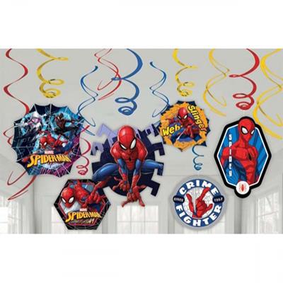 Spider-Man Webbed Hanging Swirl Decorations Value Pack of 12