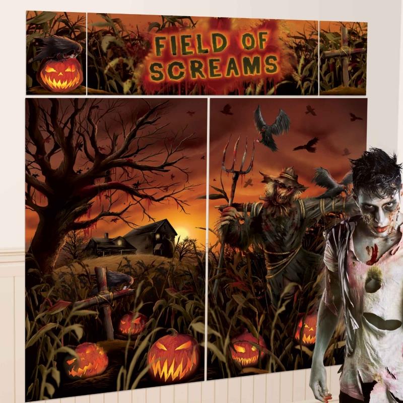 Field of Screams Pumpkins Scene Setter Wall Decorating Kit