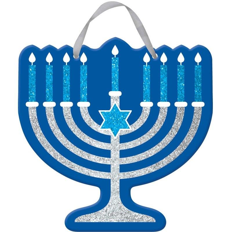 Hanukkah Glittered Hanging MDF Sign