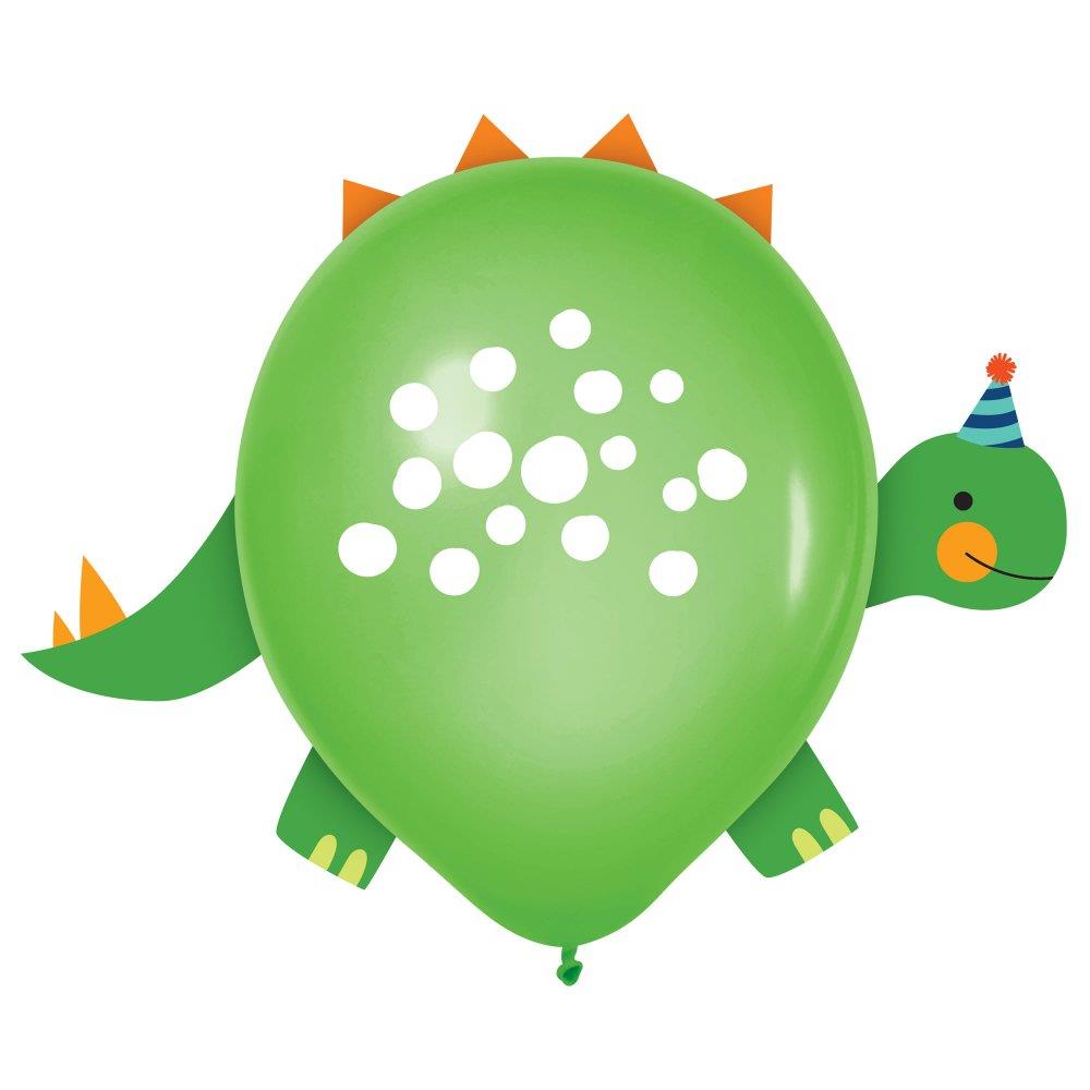 Dino-Mite Dinosaur Party Latex Balloons With Add Ons Pack of 6