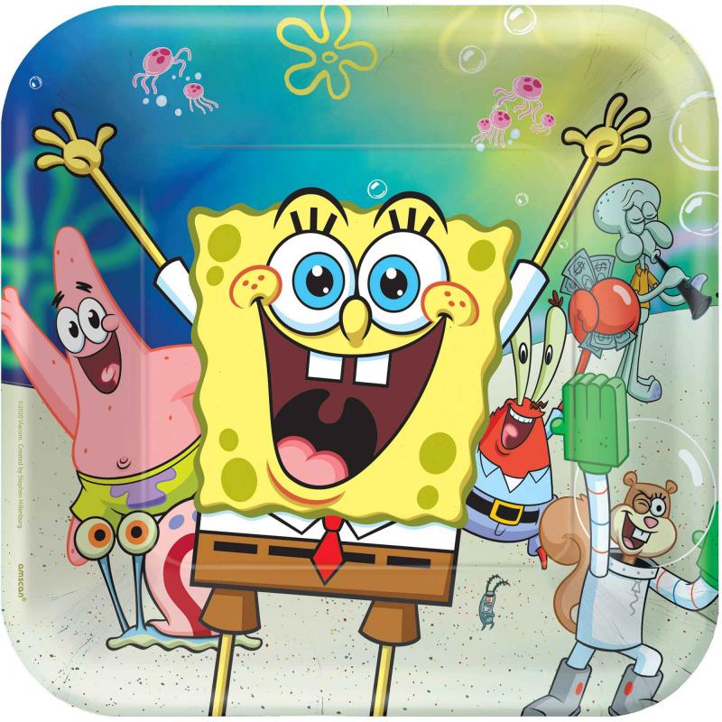 SpongeBob SquarePants 23cm Square Paper Plates Pack of 8