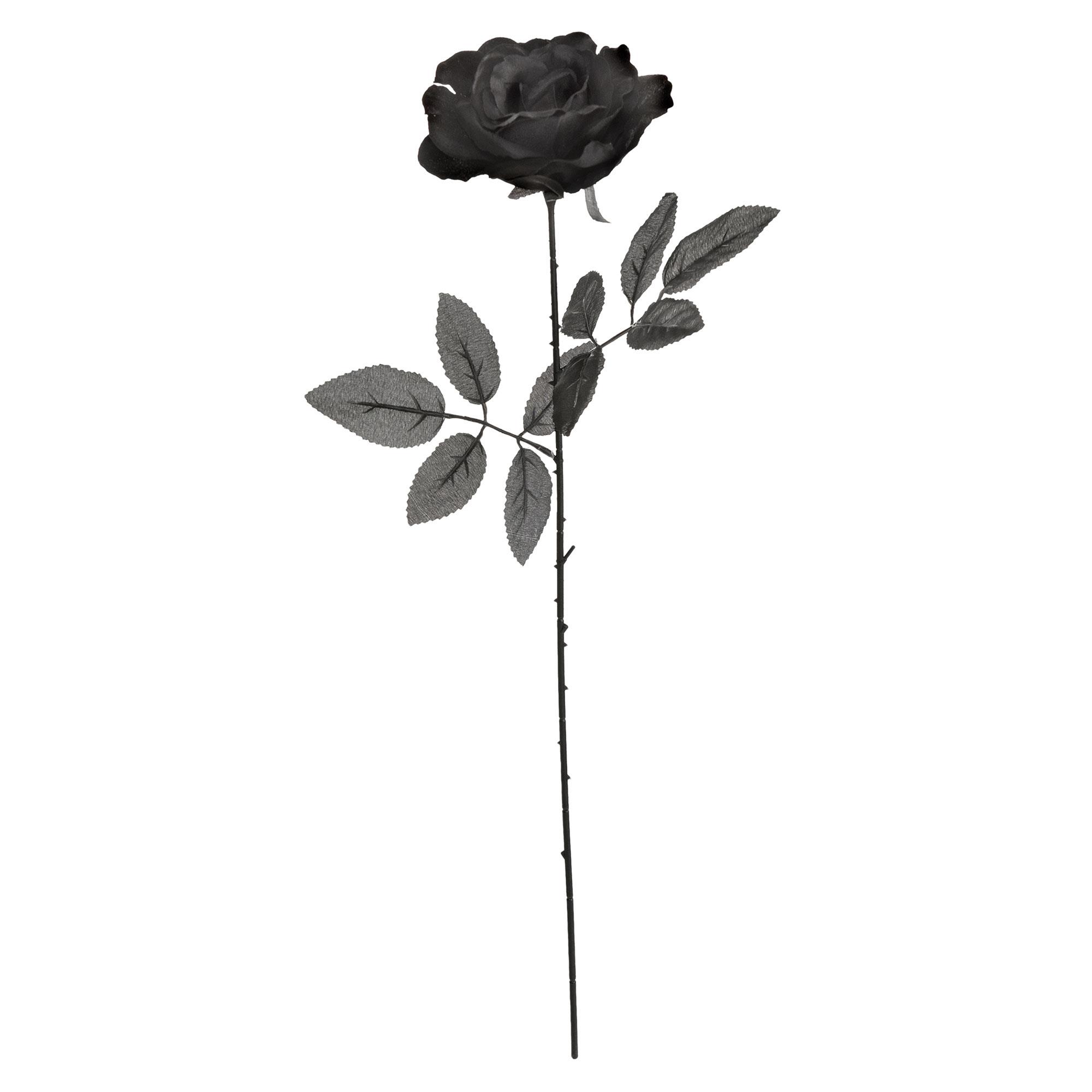 Black Fabric Rose Halloween Prop