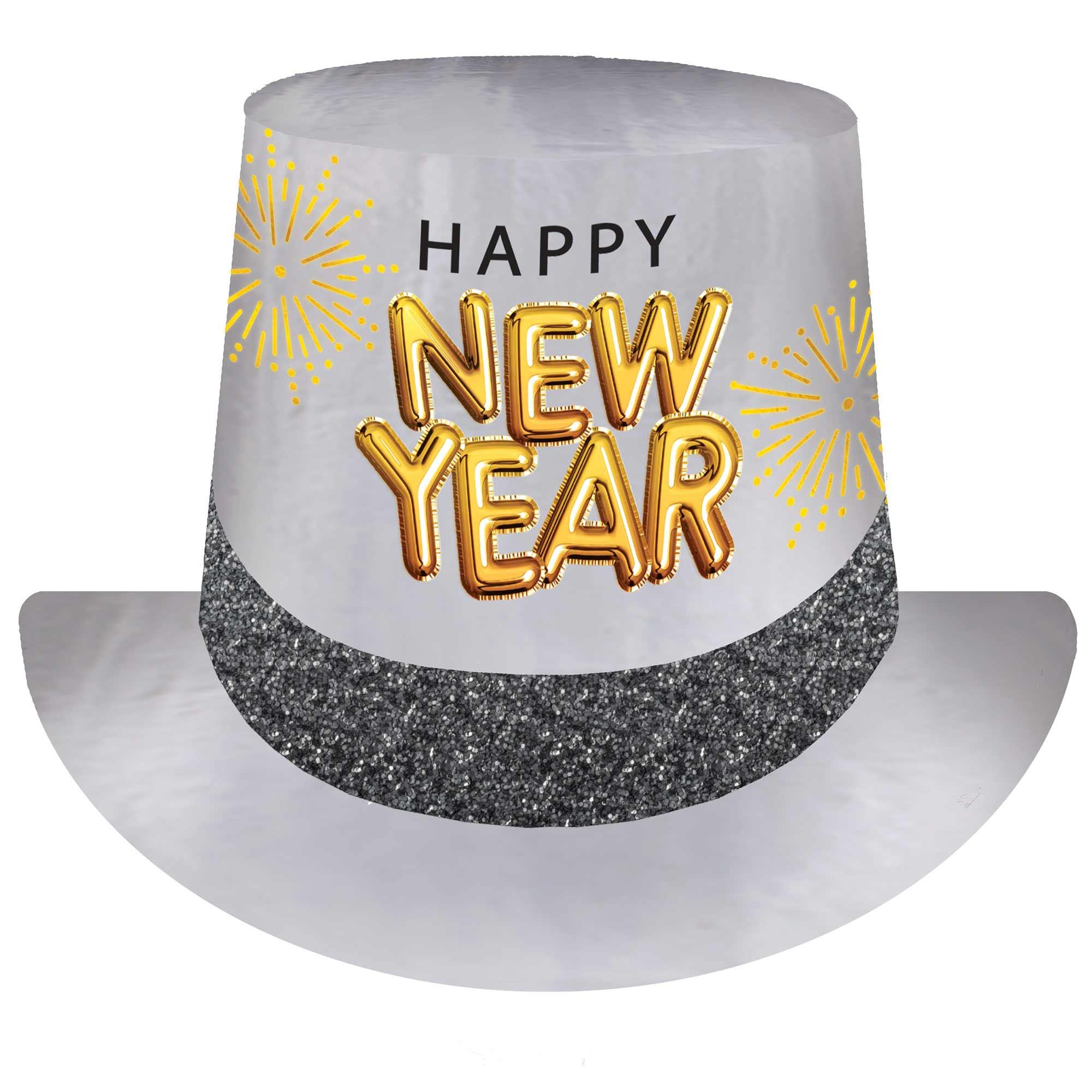 Happy New Year Glitter Adult Top Hat