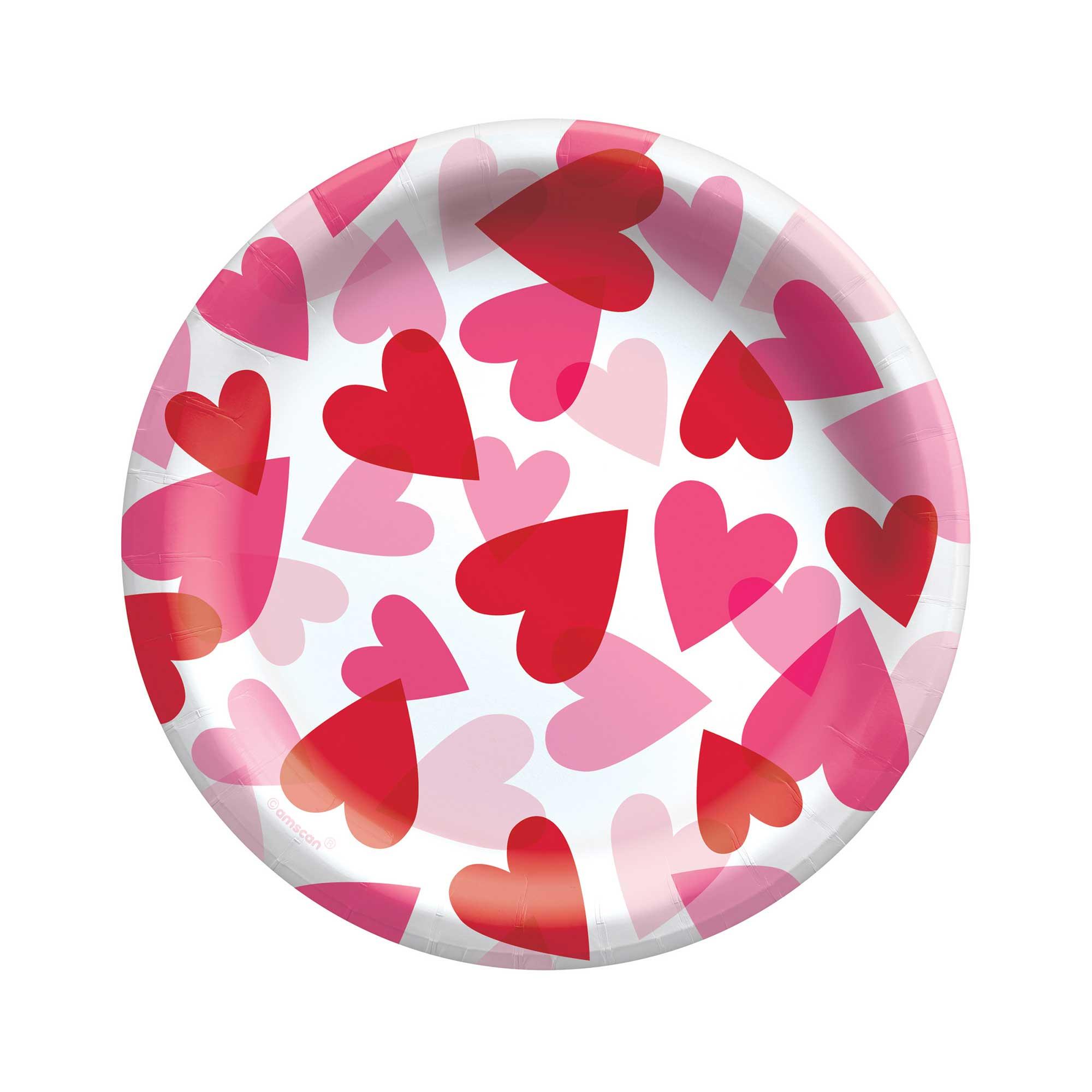 Valentine's Day Hearts Round Paper Plates Pack of 20