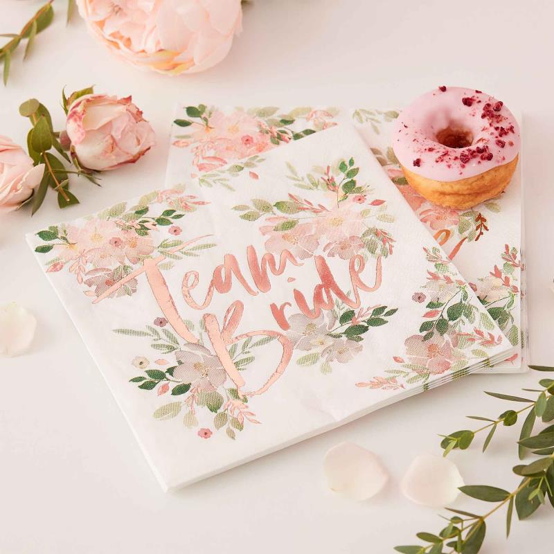 Floral Hen Party Team Bride Napkins Pack of 16