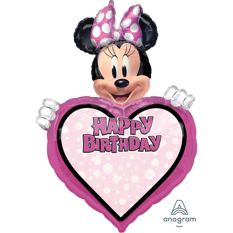 SuperShape Personalised Minnie Mouse Forever Happy Birthday Foil Balloon