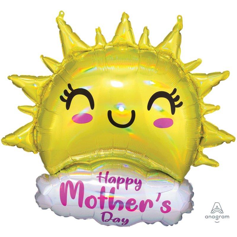 SuperShape Happy Mother's Day Holographic Iridescent Happy Sun Foil Balloon
