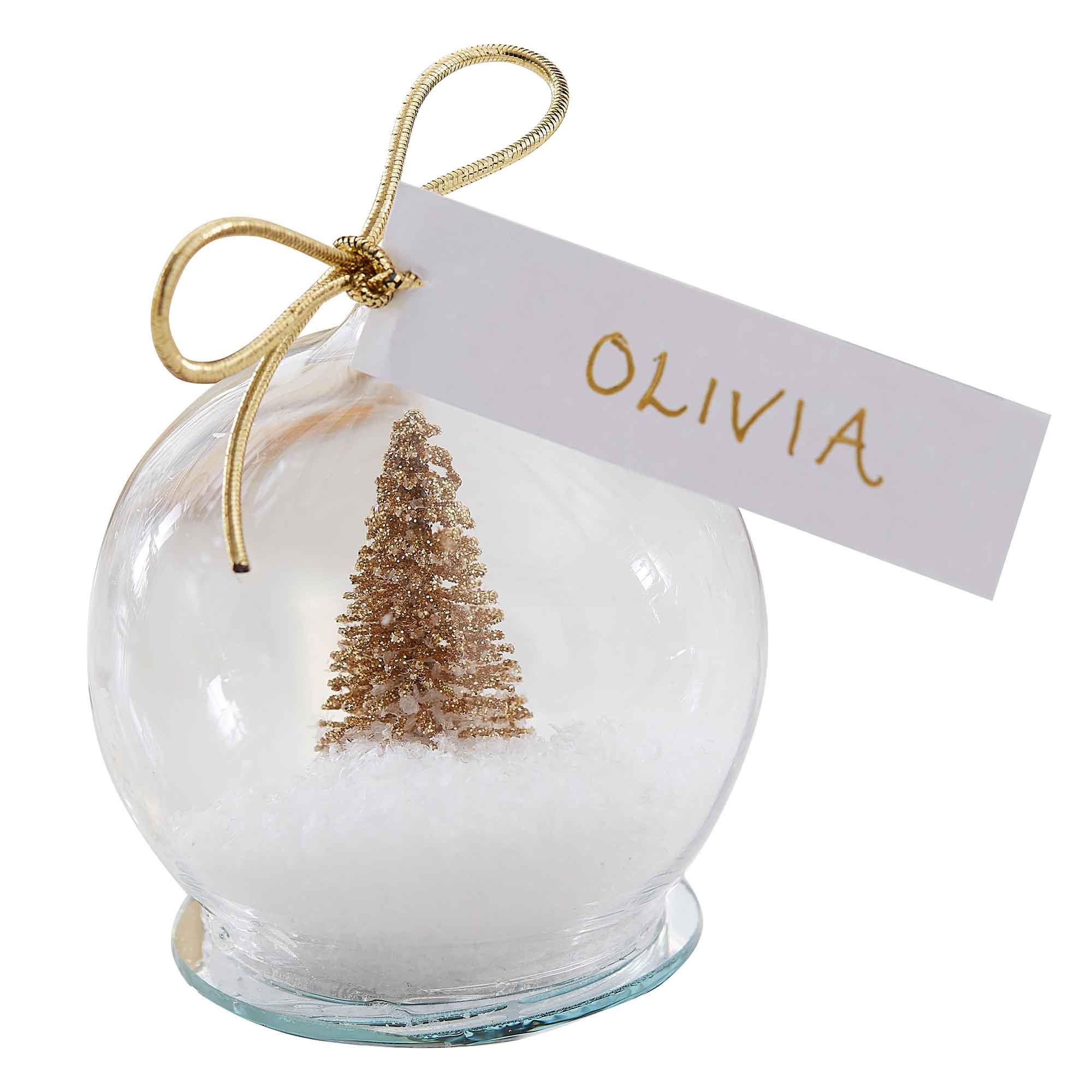 Christmas Gold Glitter Snow Globe Place Card Holders Pack of 4